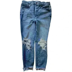 Good American High Rise Jeans Good Waist Distressed Indigo #GW731T Size 15/26